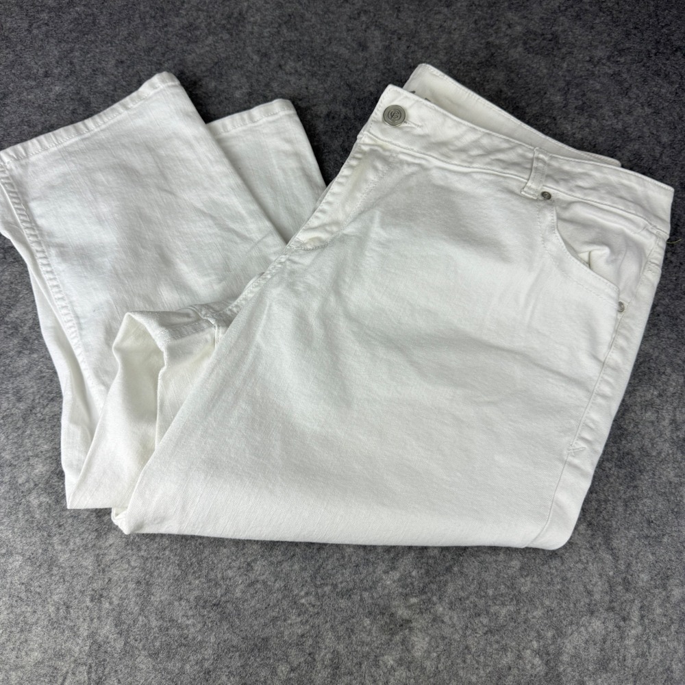 Lane Bryant Genius Fit White Capri Jeans Womens 22 Cropped Stretch Denim Pants